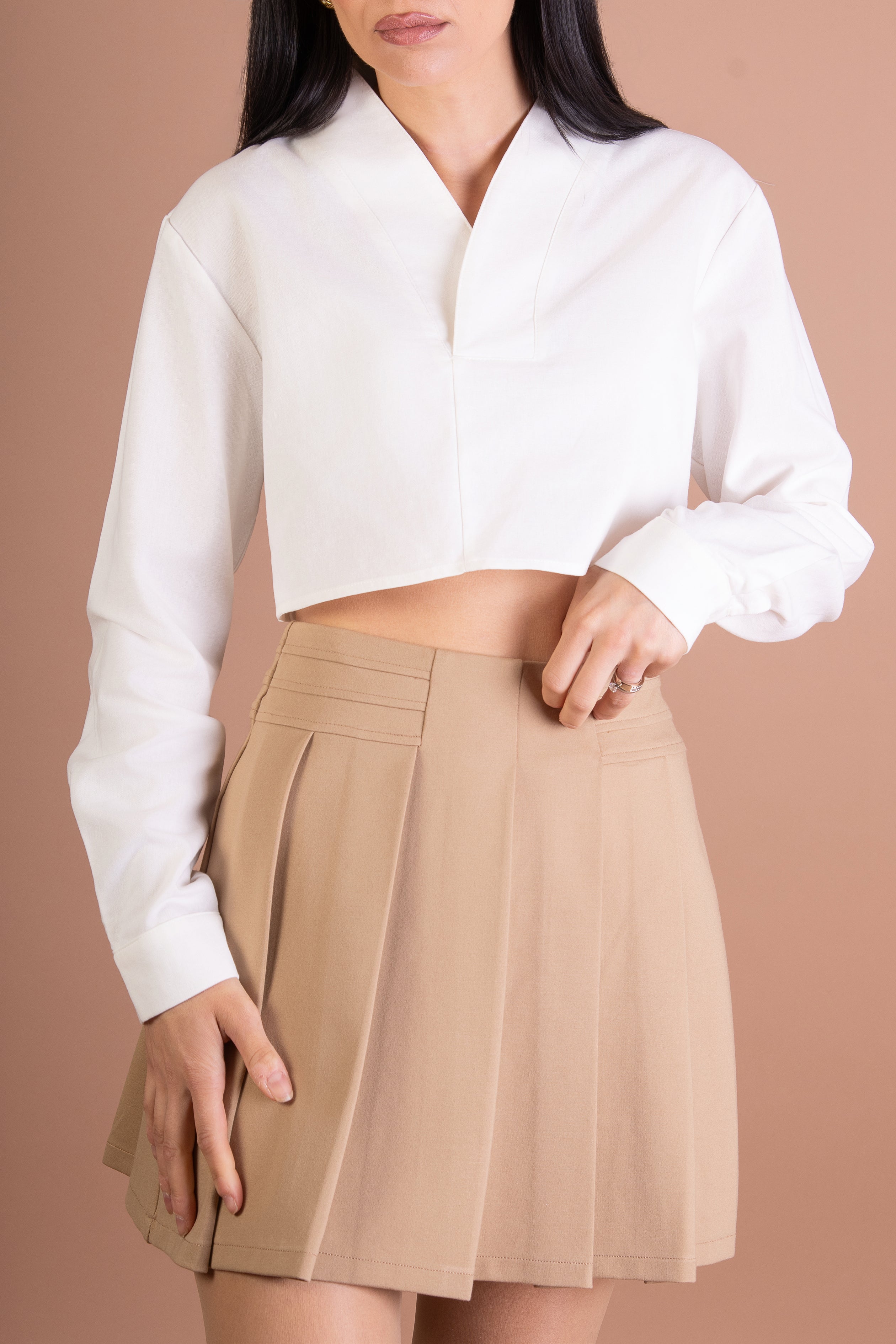 Womens V-Collar Shirt White