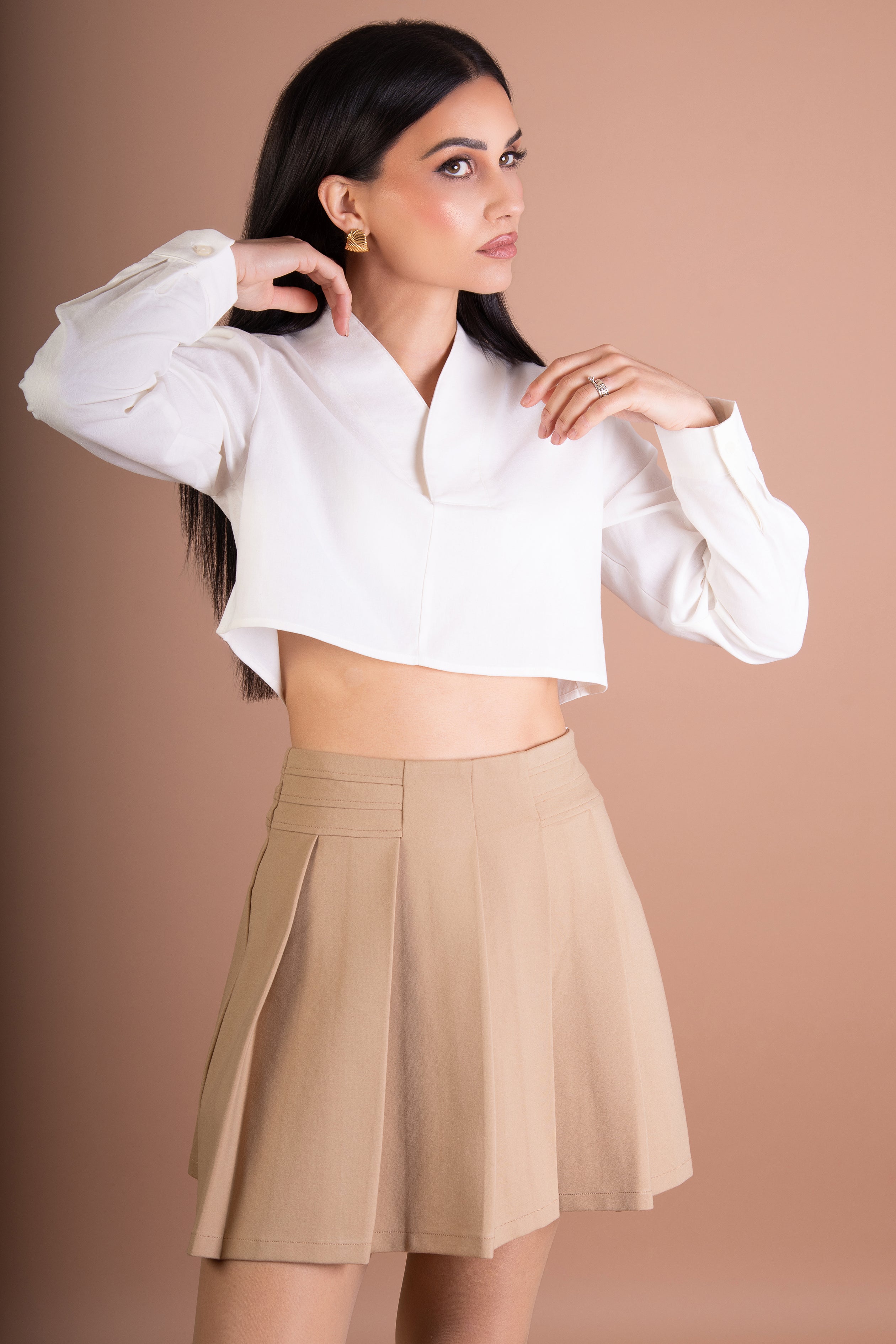 Womens V-Collar Shirt White