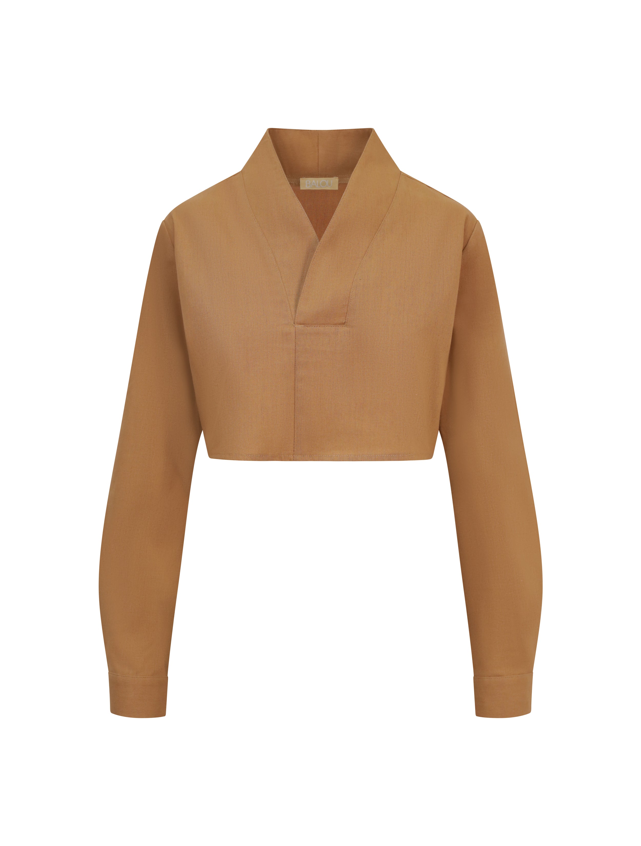 Womens V-Collar Shirt Caramel