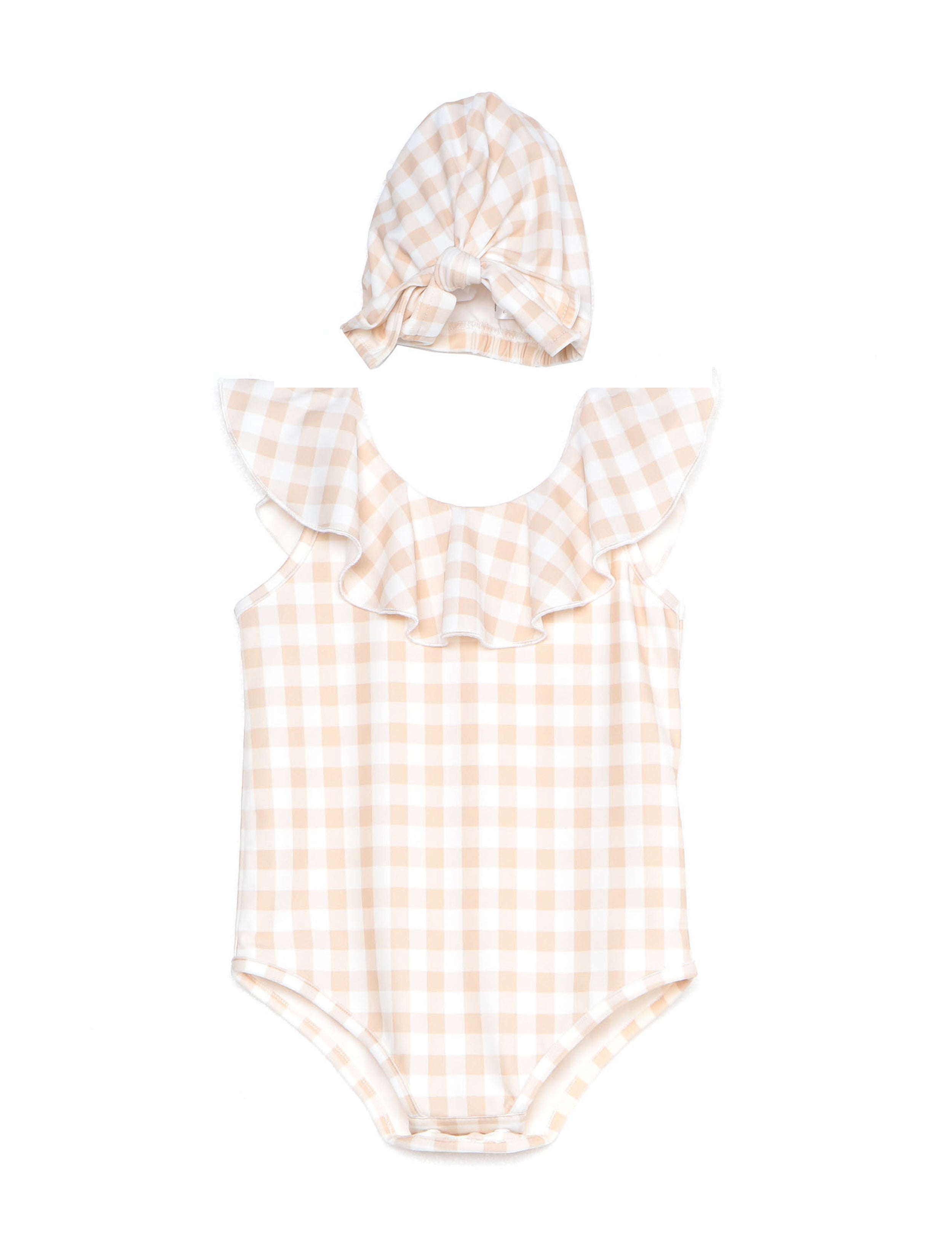 Girls Check Swimsuit & Hat