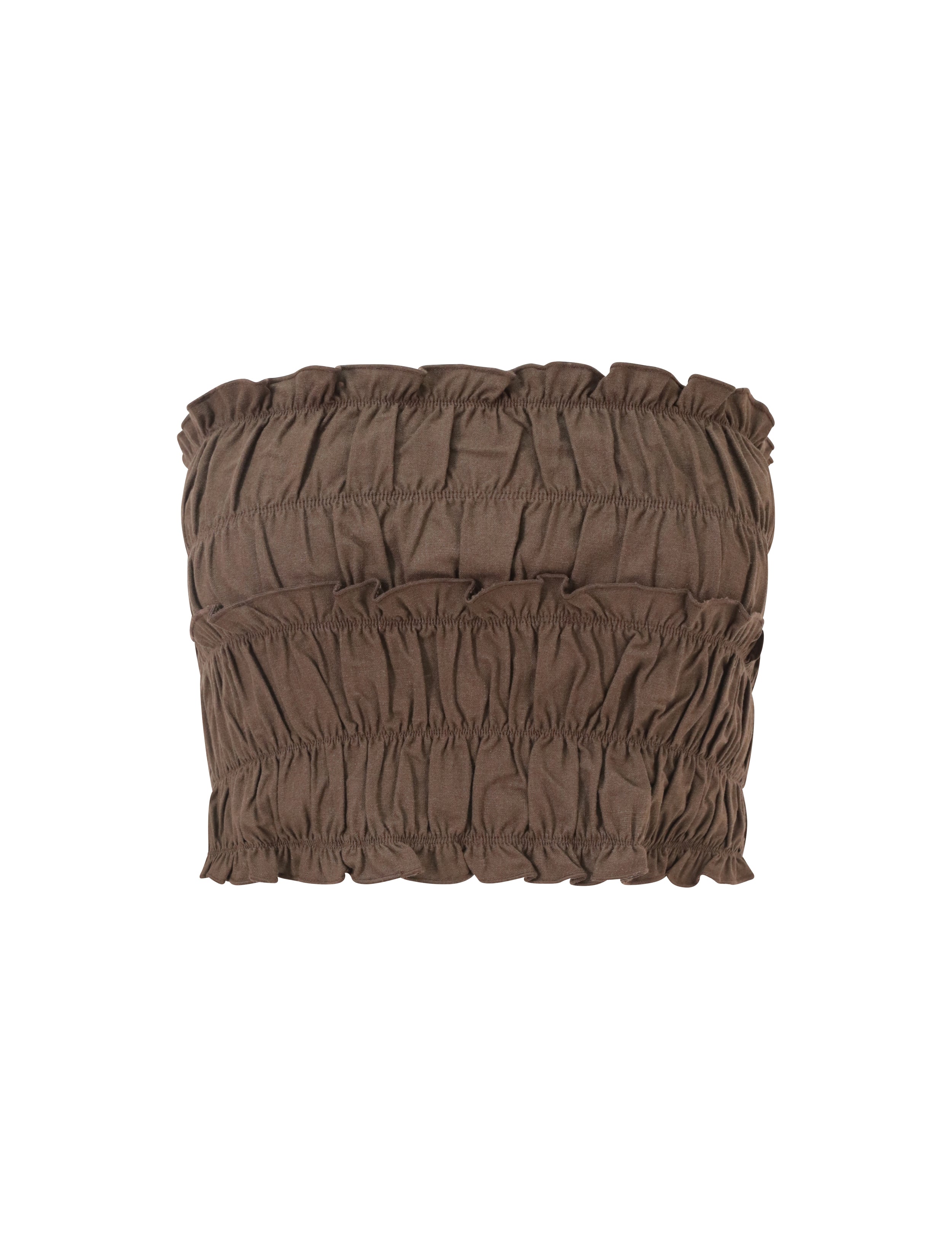 WOMENS SHIRRING TOP CHOCOLATE