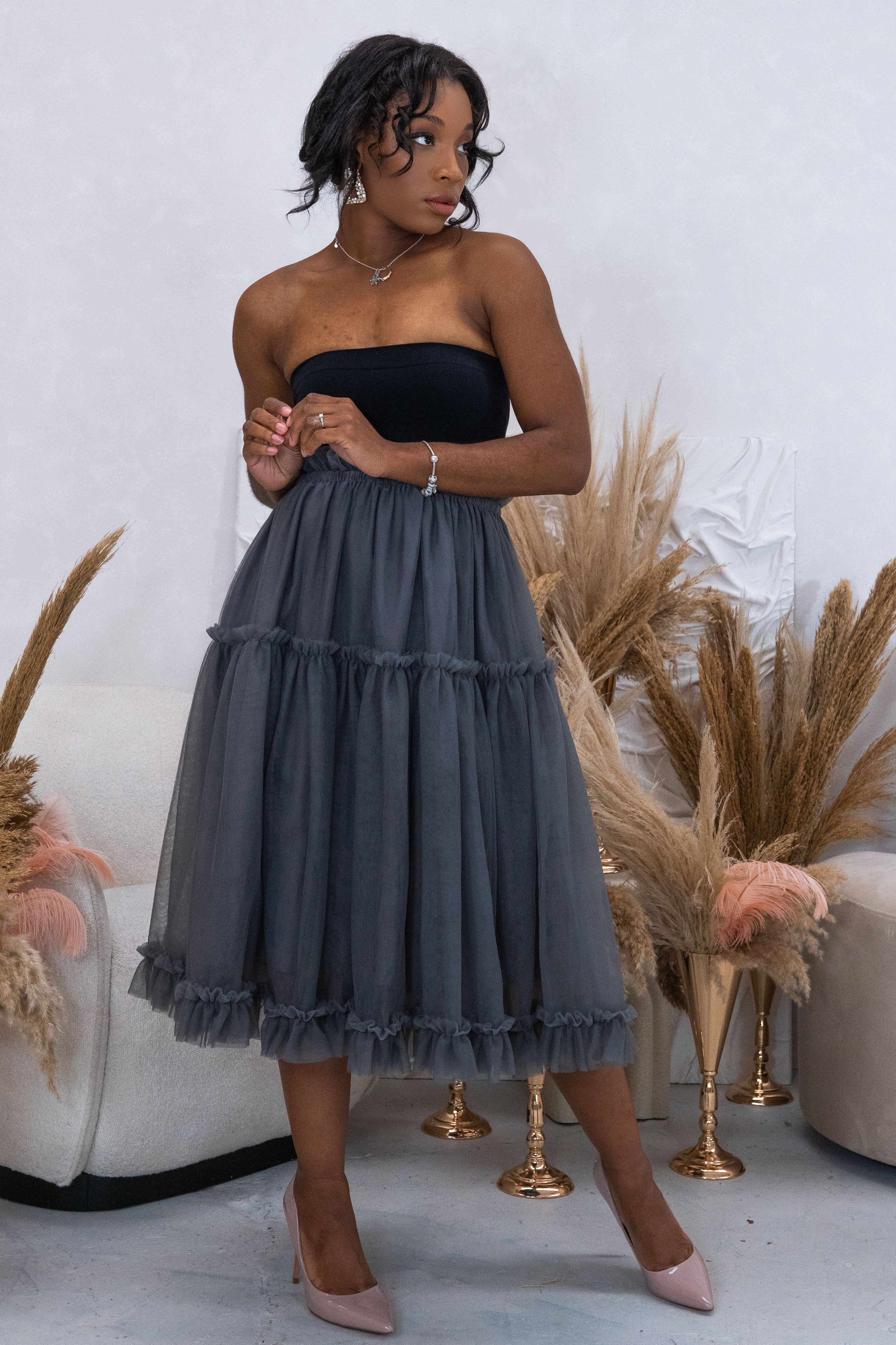WOMENS TULLE MIDI SKIRT
