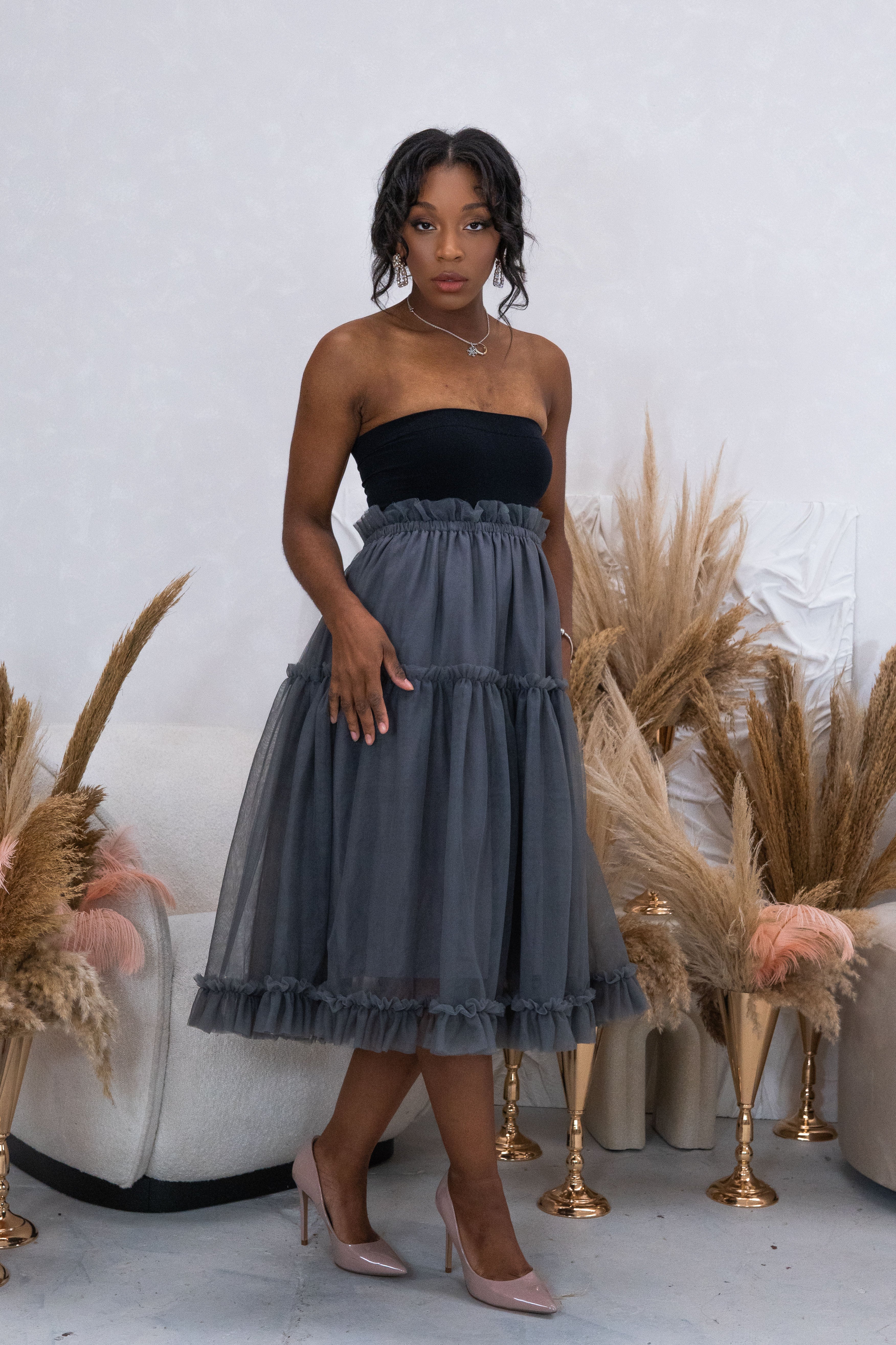 WOMENS TULLE MIDI SKIRT