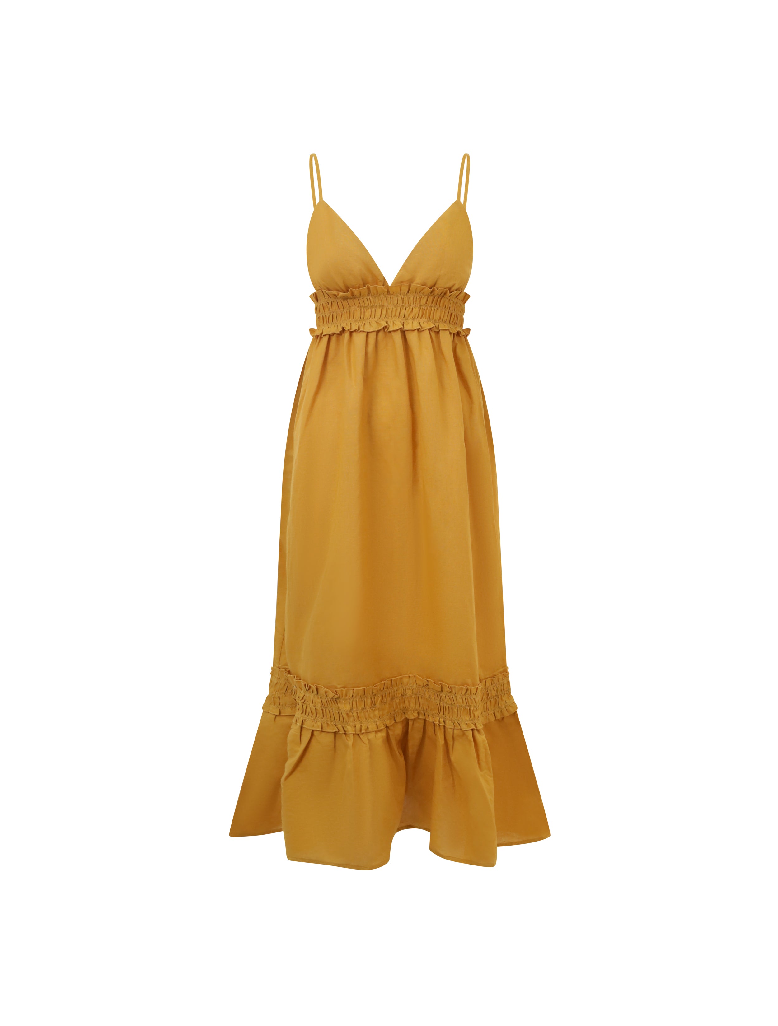 Women's Linen Maxi Dress Mustard