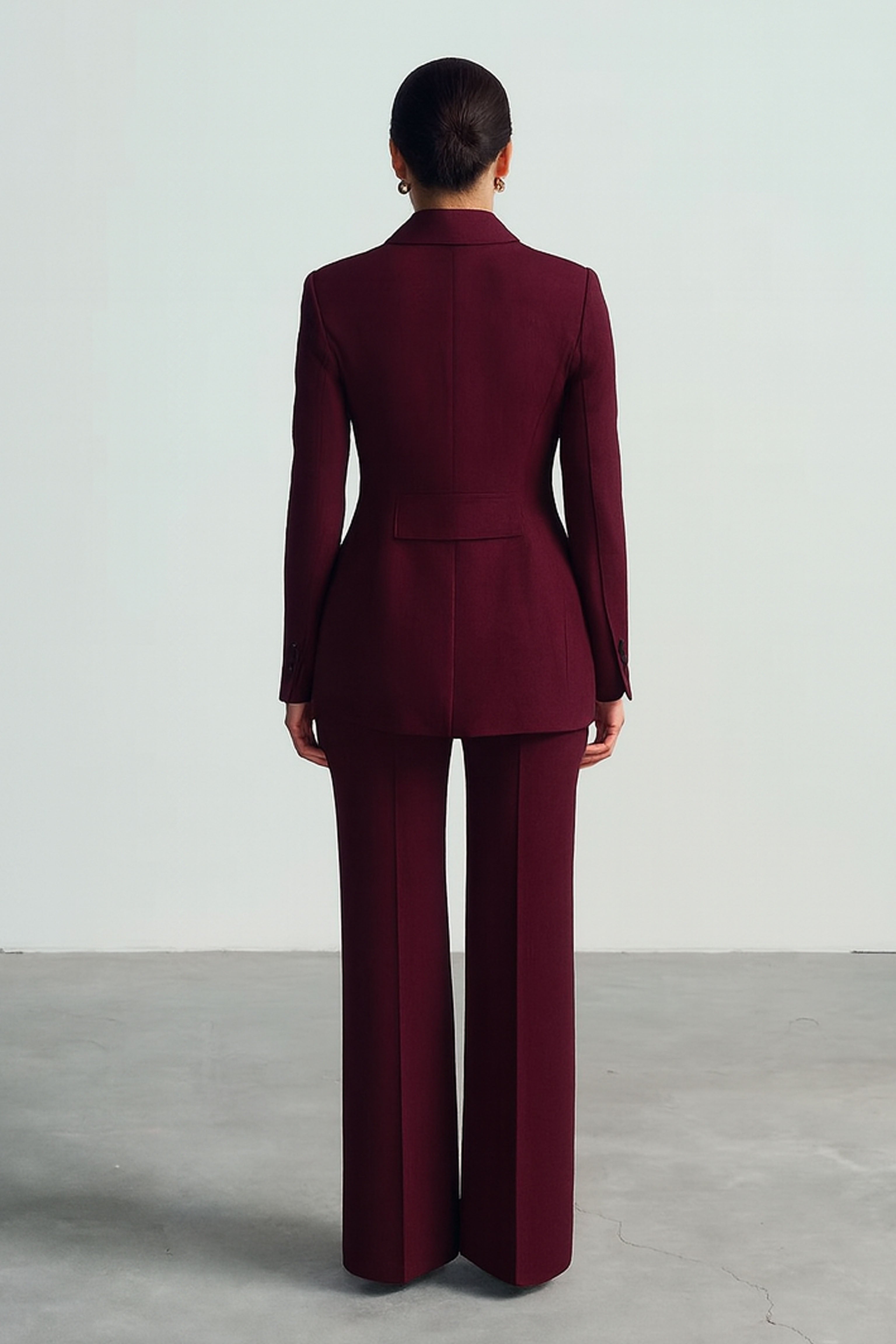 Womens Wide Leg Trousers Burgundy