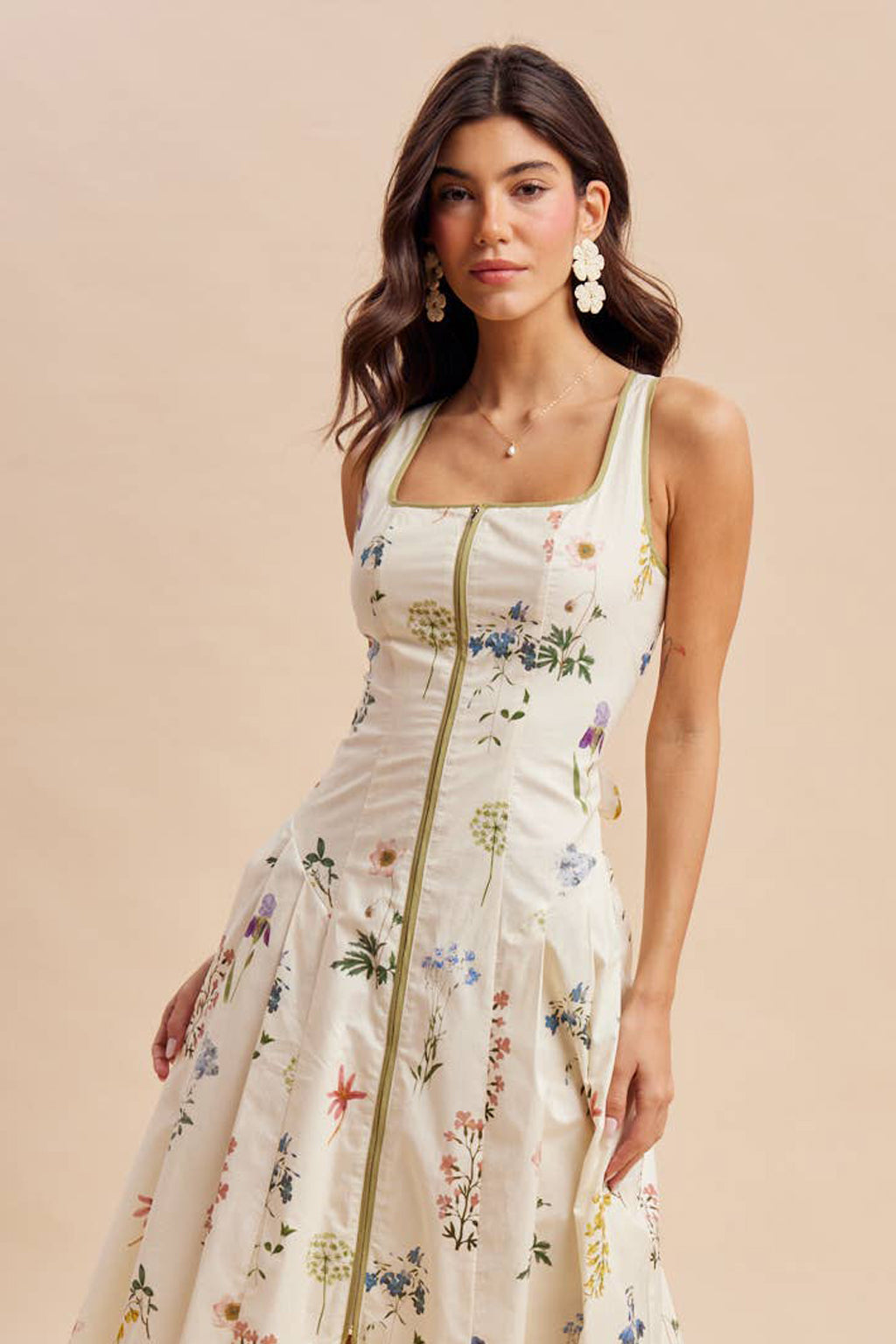 Womens Cotton Floral Midi Dress