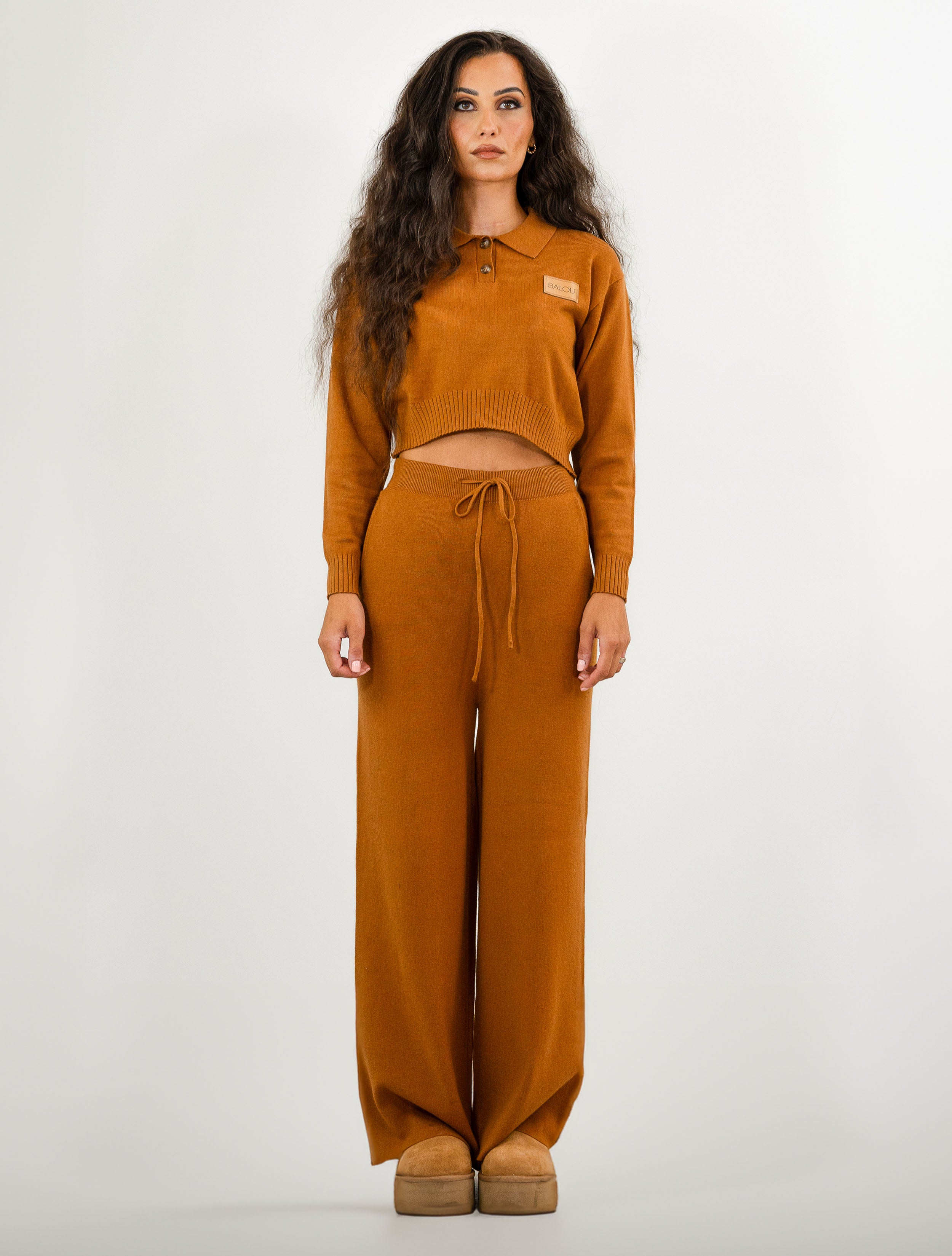 WOMENS HIGH WAIST KNIT TROUSERS