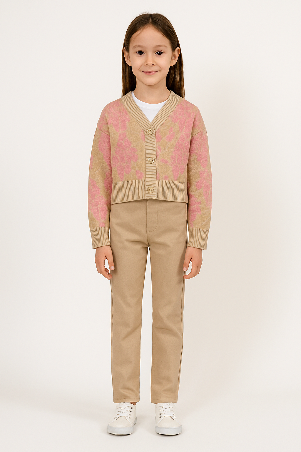 GIRLS FLORAL KNIT CARDIGAN