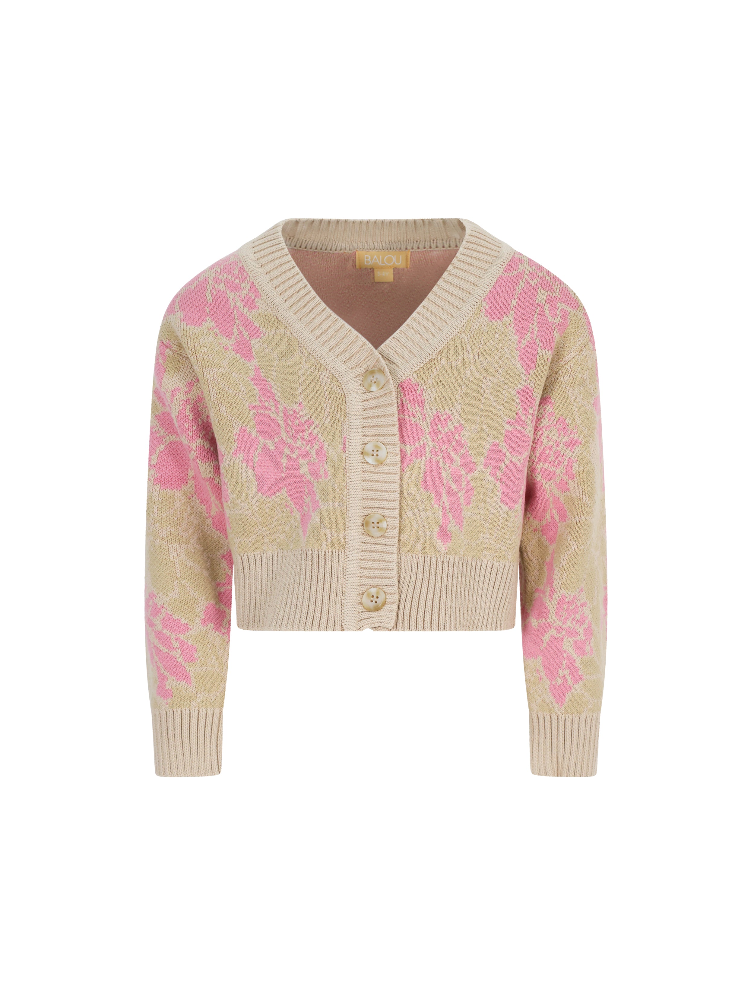 GIRLS FLORAL KNIT CARDIGAN