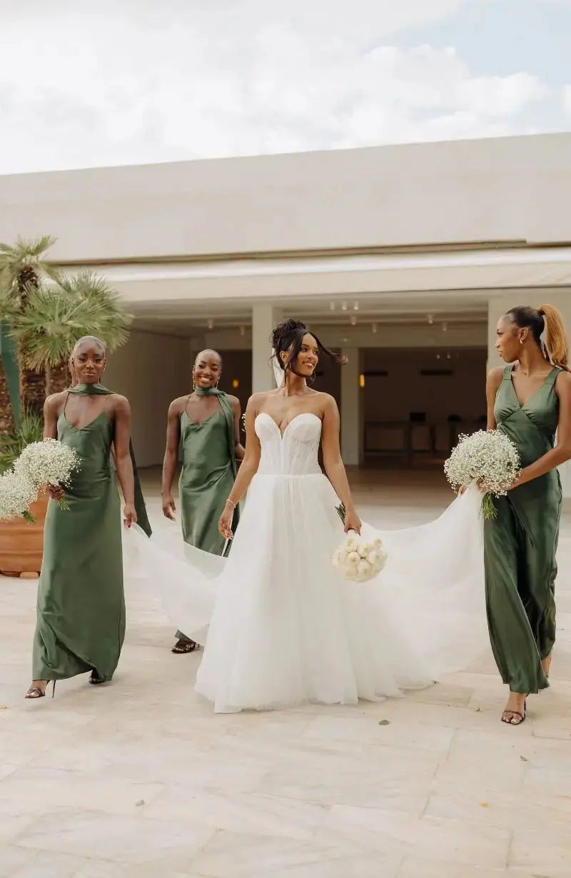 olive green satin bridesmaid dresses uk Olive Green Bow Bridesmaid Dresses