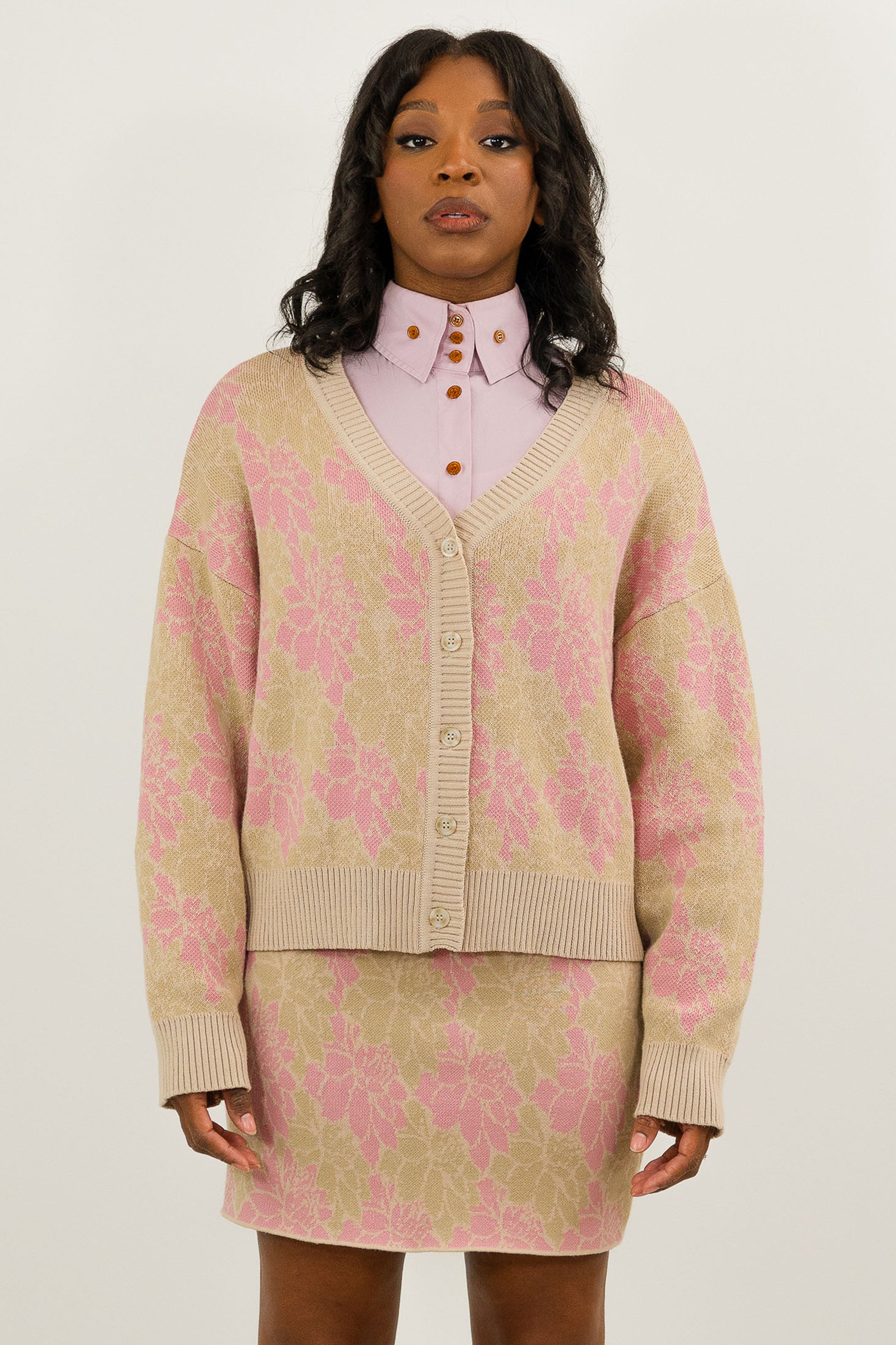 WOMENS FLORAL KNIT CARDIGAN