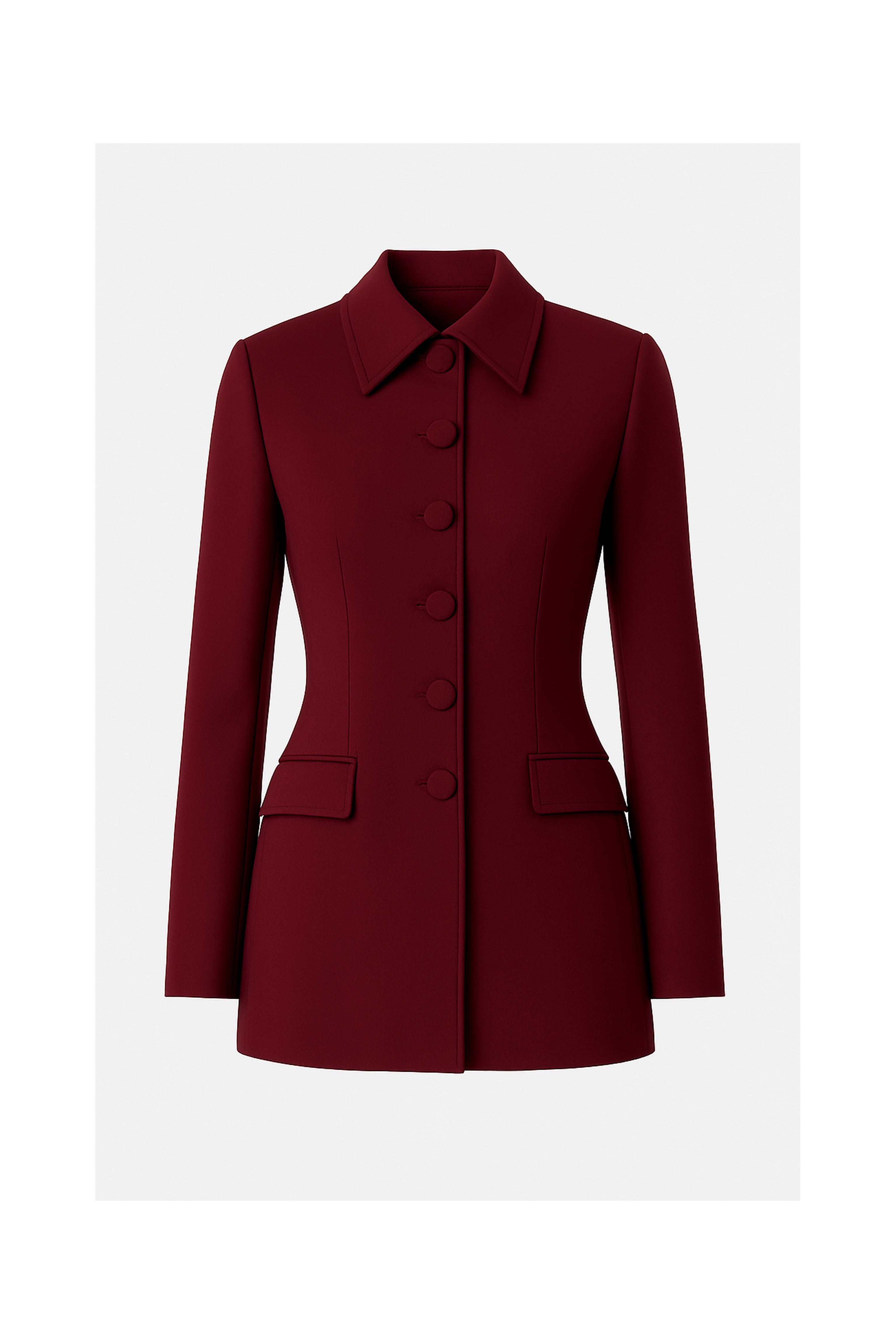 Womens Button Down Blazer Burgundy