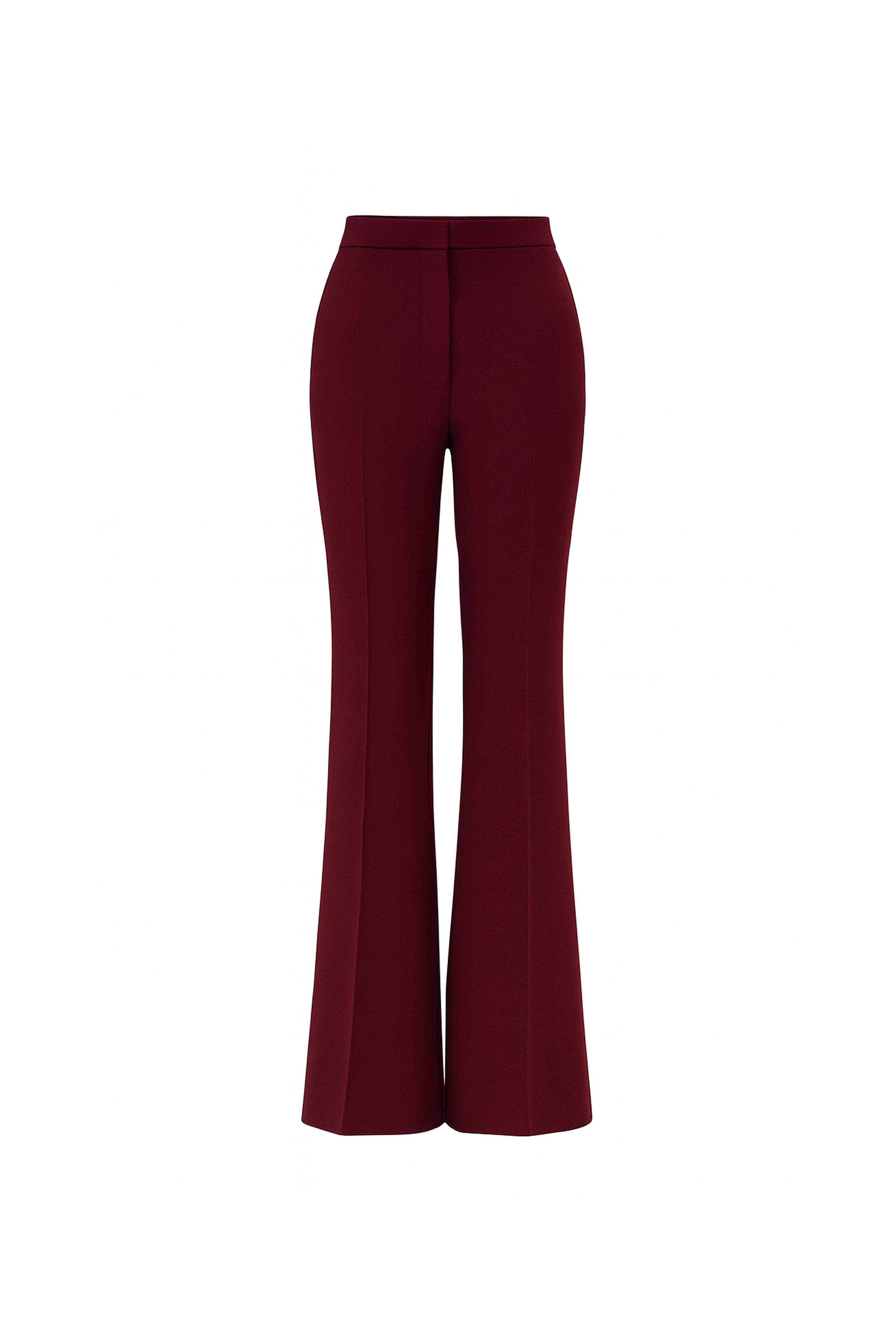 Womens Wide Leg Trousers Burgundy