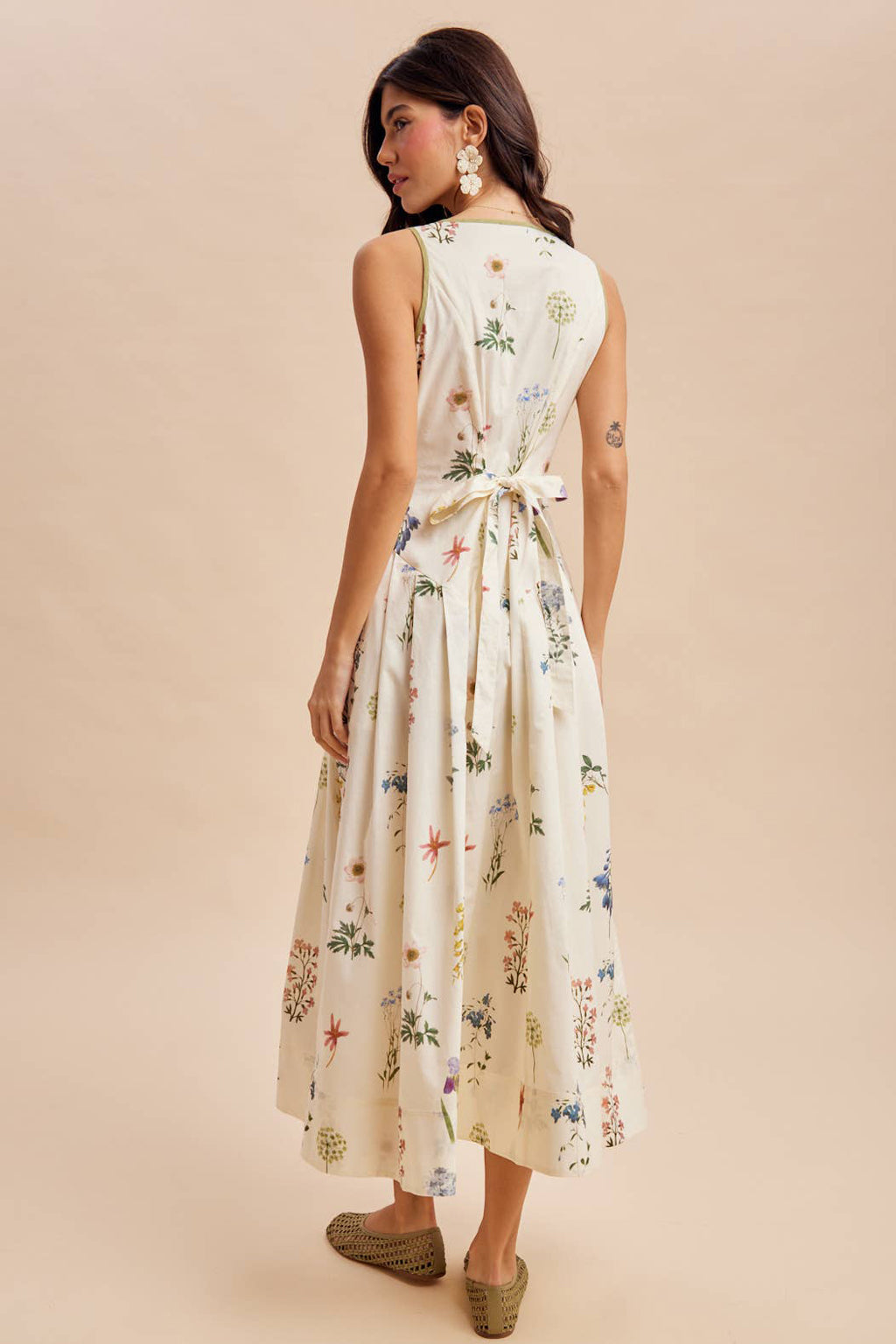 Womens Cotton Floral Midi Dress