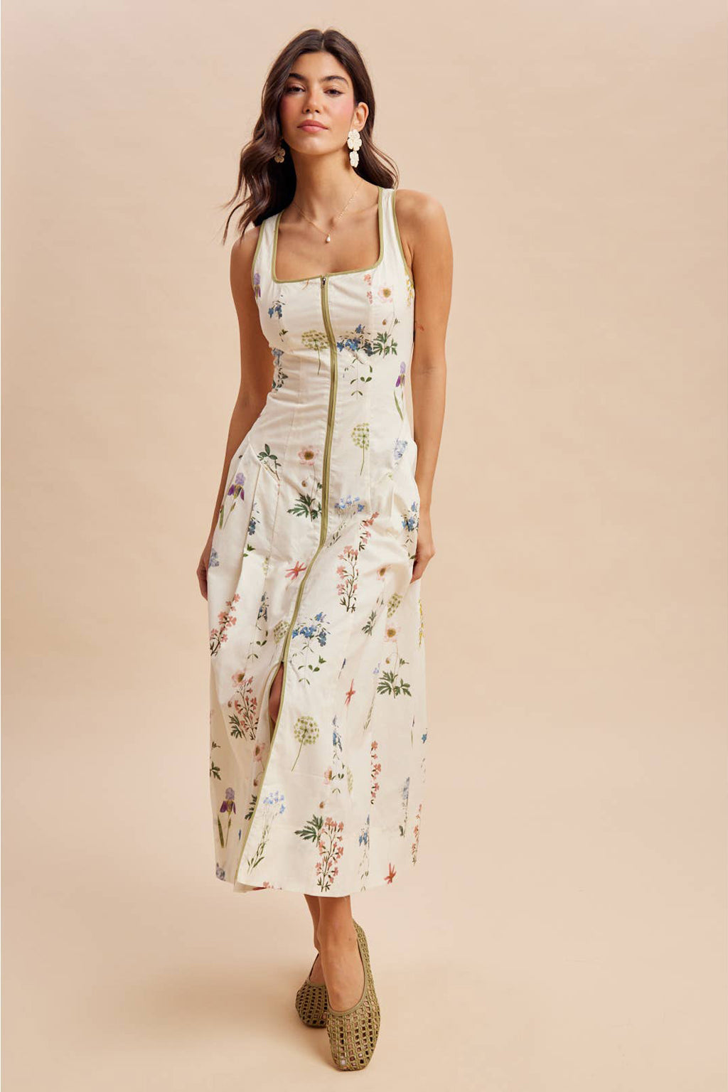 Womens Cotton Floral Midi Dress