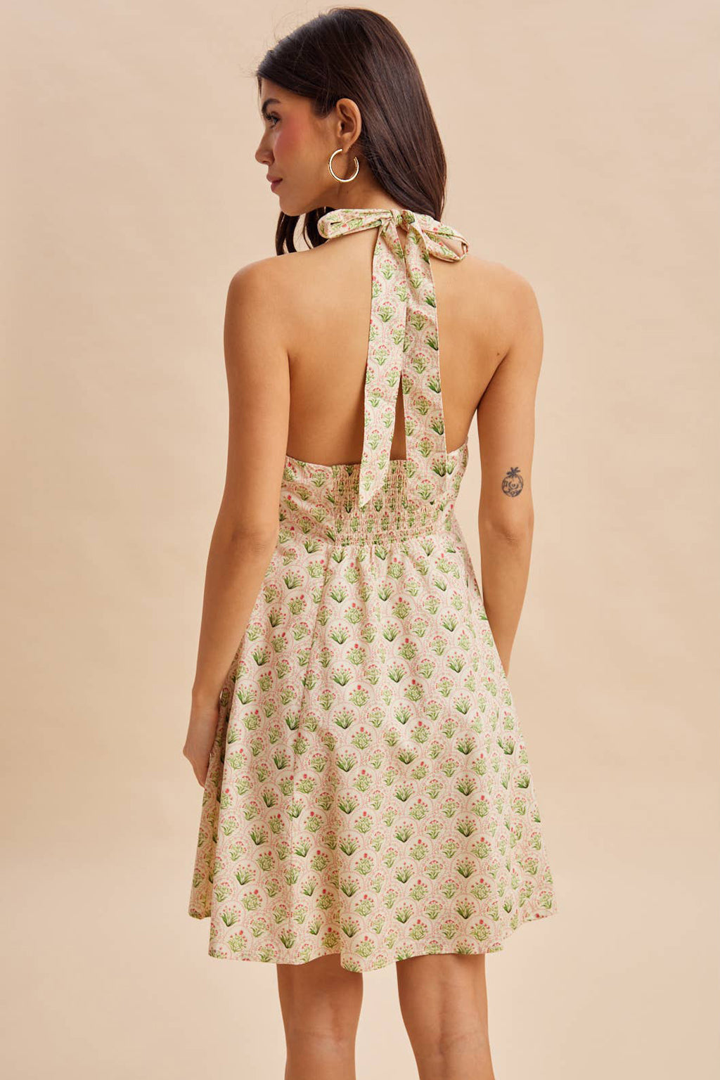 Womens Cotton Halter Mini Dress