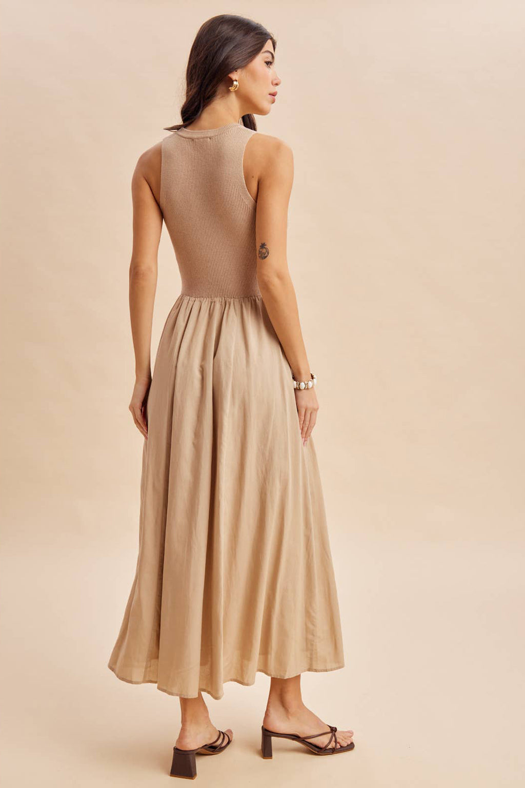 Womens Mixed Panel Midi Dress