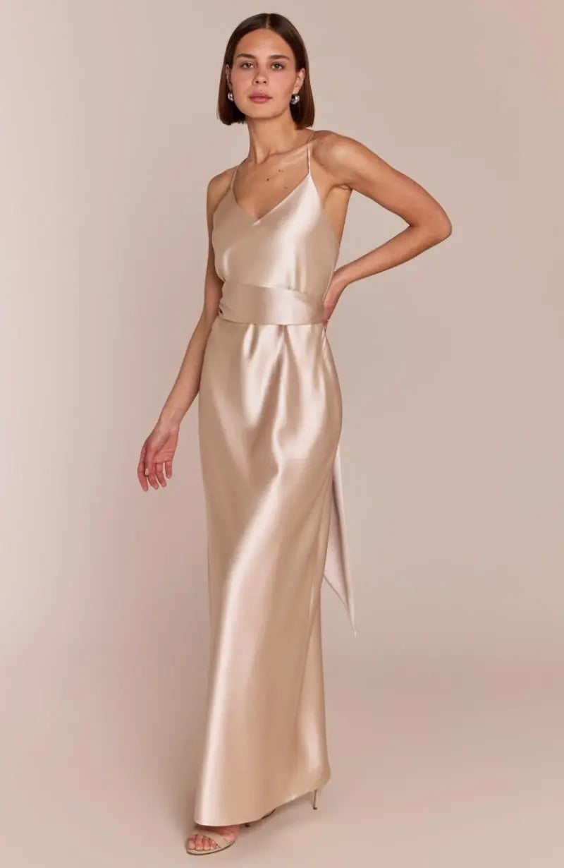Brooklyn Dress in Champagne Satin