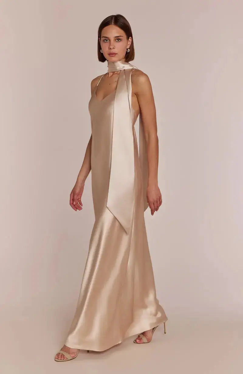 Brooklyn Dress in Champagne Satin