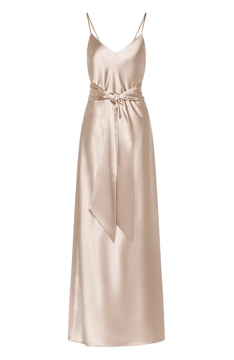 Brooklyn Dress in Champagne Satin
